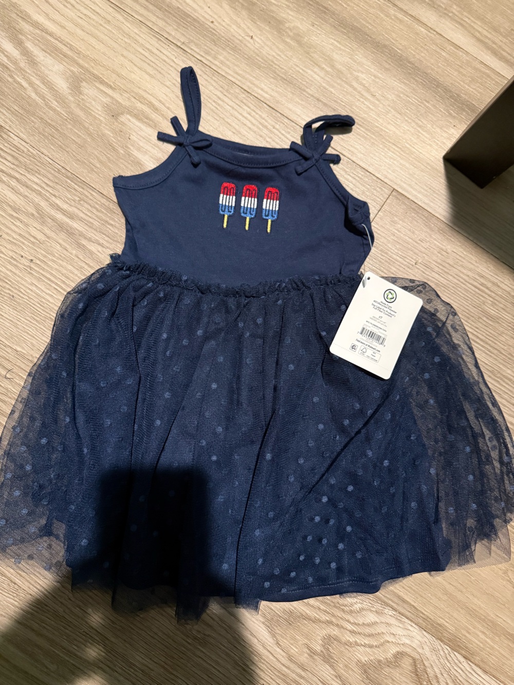 Girls Navy Tulle Dress with Popsicle Embroidery - Kids Accessories